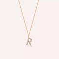 R Letter 0.10 CT Diamond Rose Gold Necklace