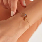 R Letter Brown Diamond and Multicolor Sapphire Bracelet
