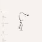 R Letter Diamond Drop White Gold Single Earring