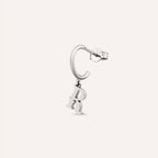 R Letter Diamond Drop White Gold Single Earring