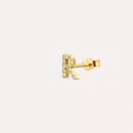 R Letter Diamond Yellow Gold Single Earring