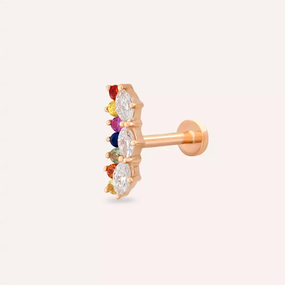 Raya Multicolor Sapphire and Diamond Rose Gold Piercing