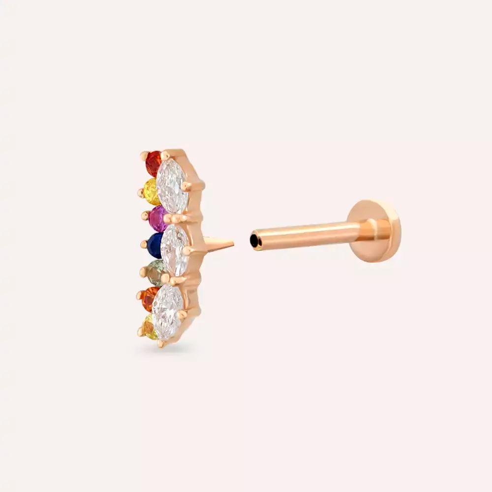 Raya Multicolor Sapphire and Diamond Rose Gold Piercing