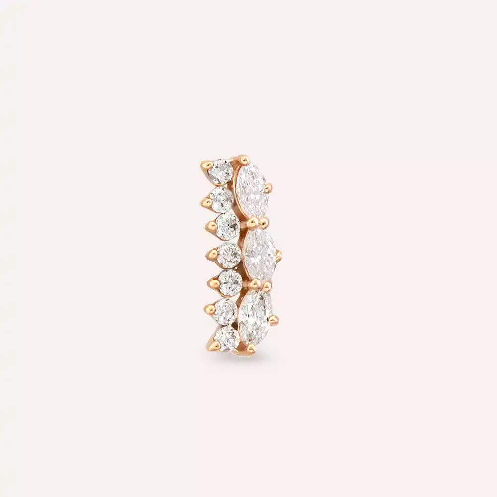 Raya Pırlanta Taşlı Rose Altın Piercing