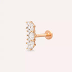 Raya Pırlanta Taşlı Rose Altın Piercing