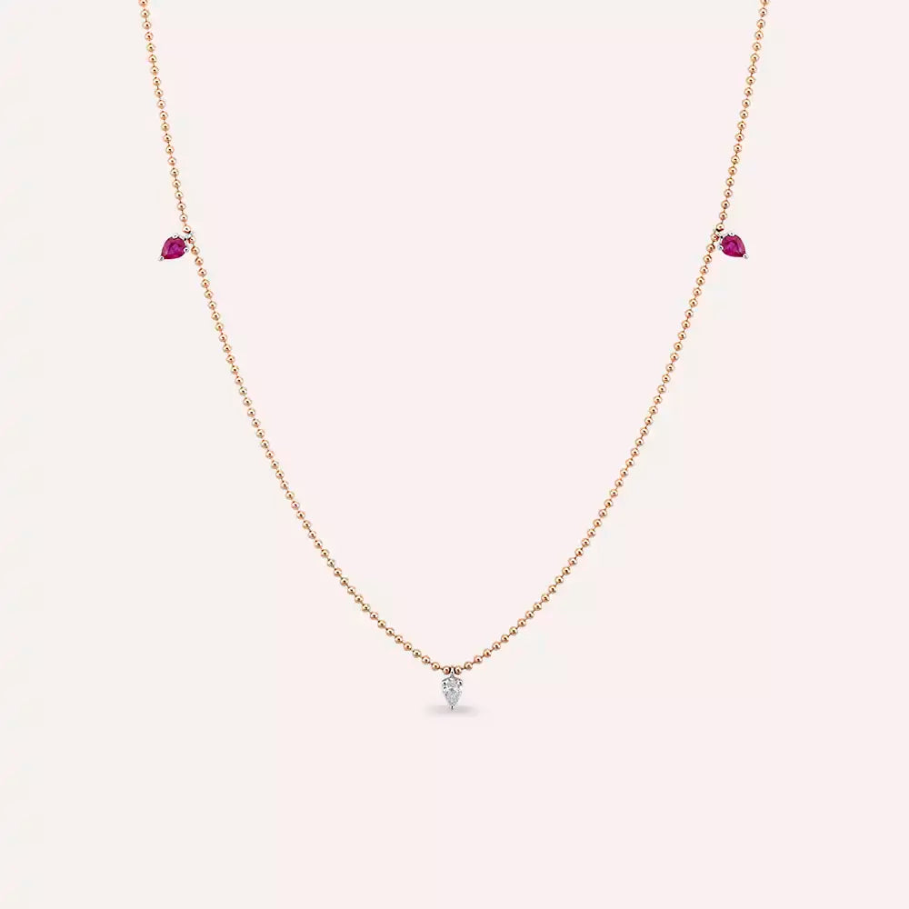 Raya Ruby and Diamond Rose Gold Necklace