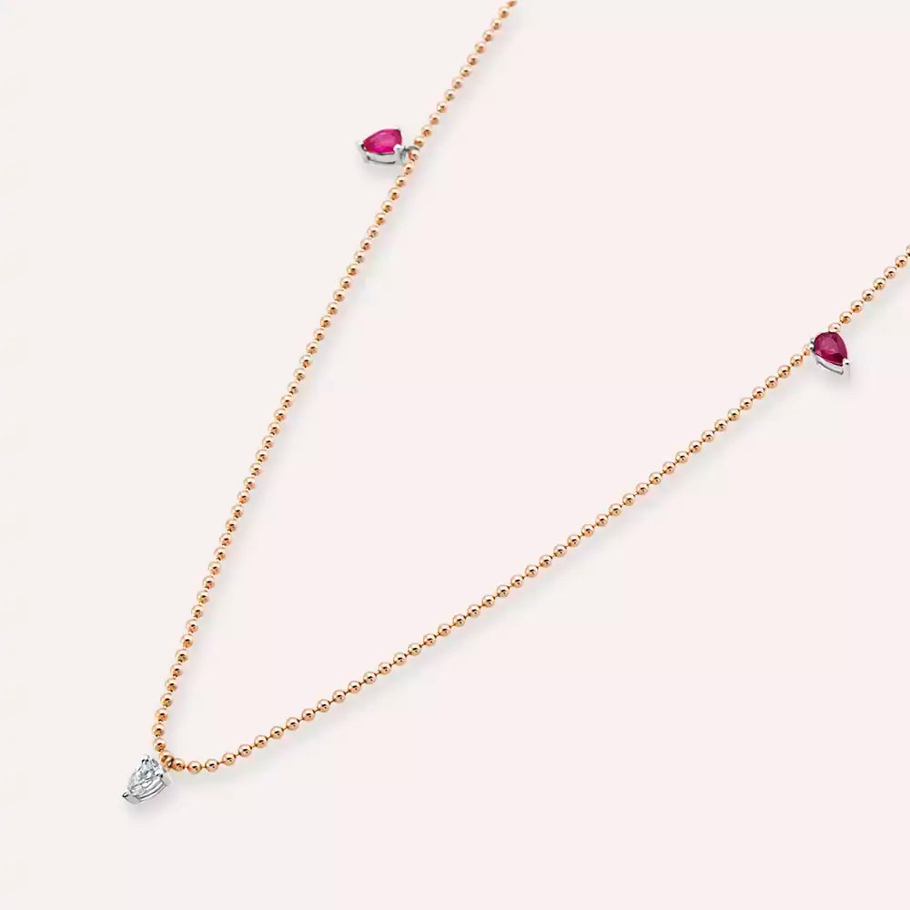 Raya Ruby and Diamond Rose Gold Necklace