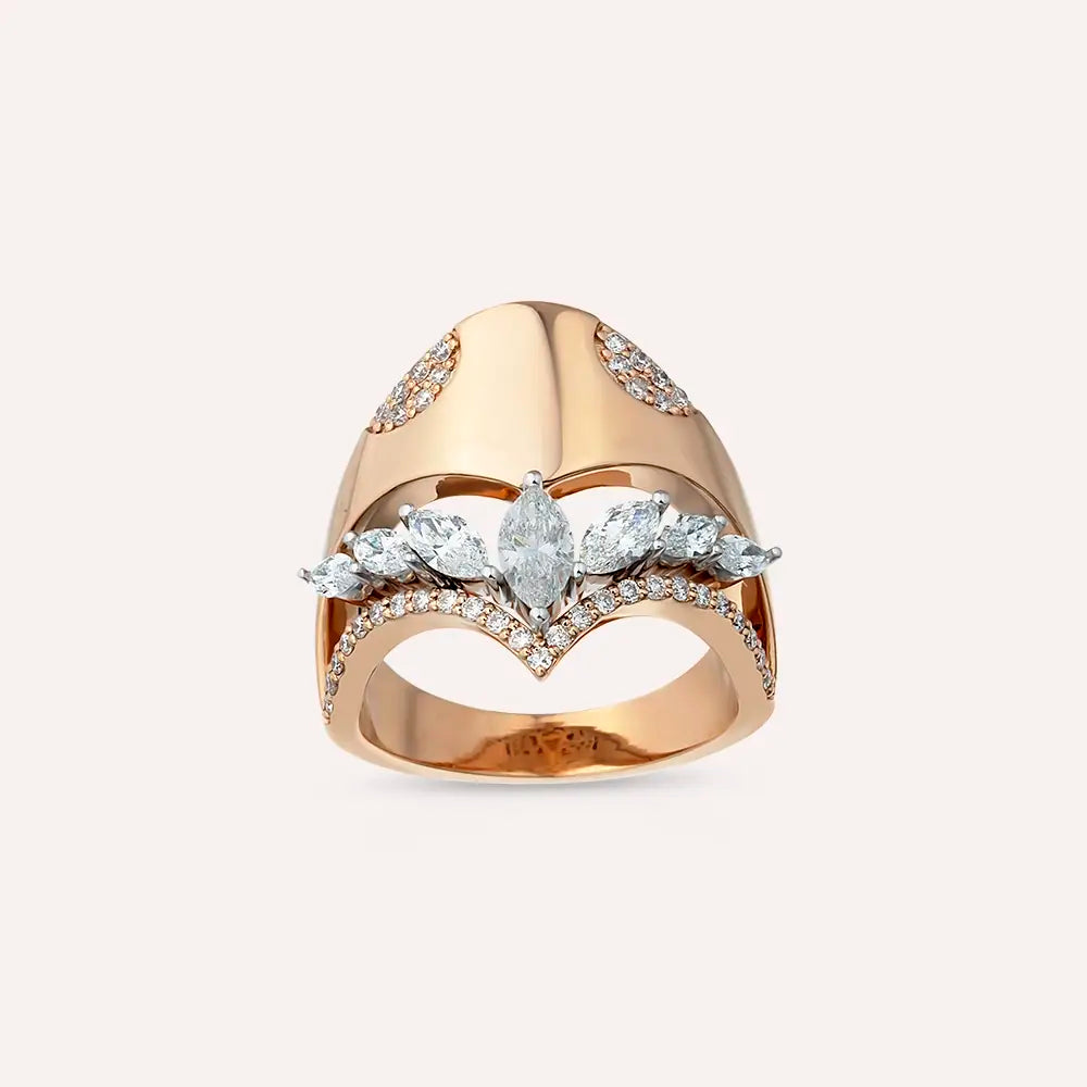 Reina 1.17 CT Marquise Cut Diamond Rose Gold Ring