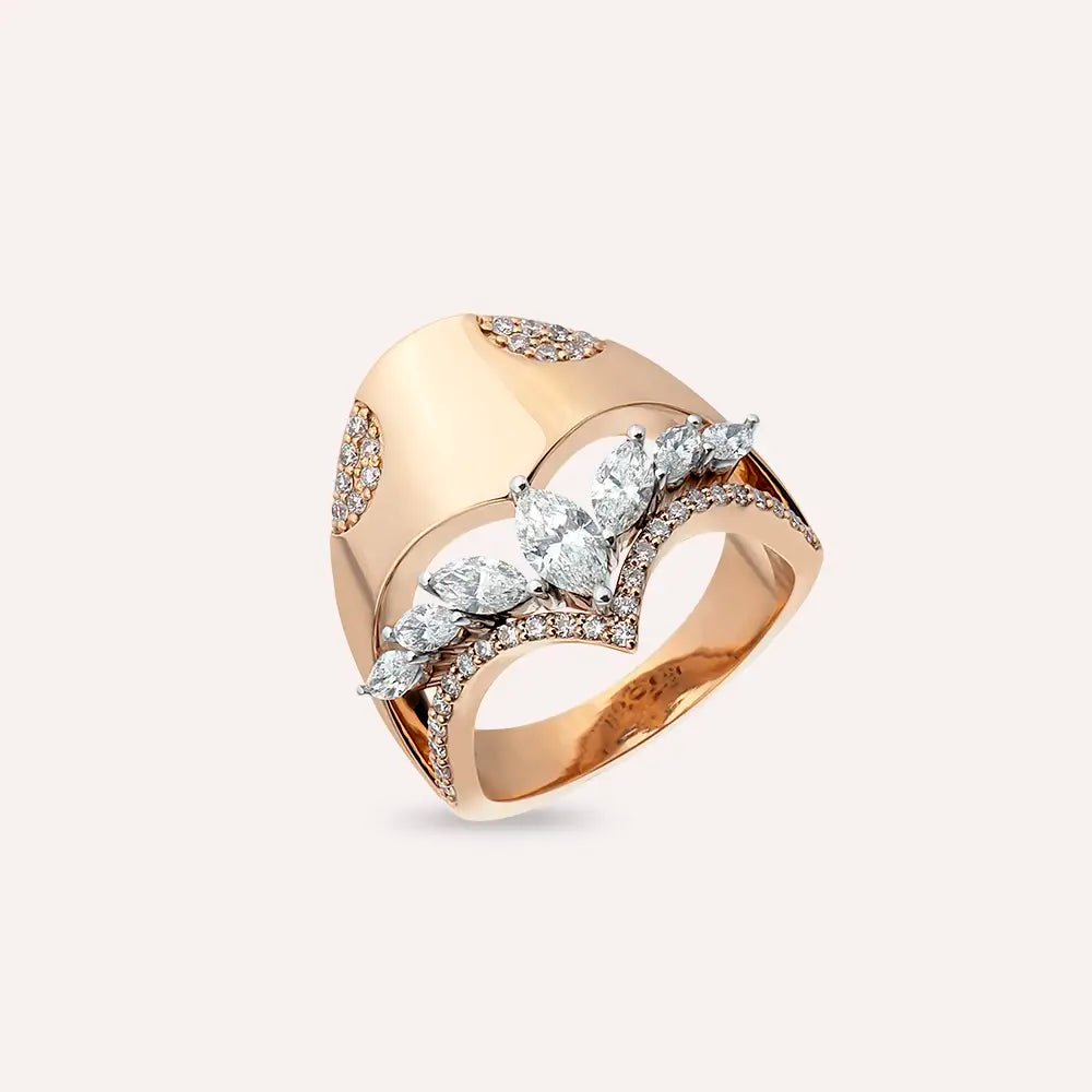 Reina 1.17 CT Marquise Cut Diamond Rose Gold Ring