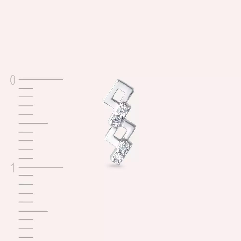 Riddle Diamond White Gold Single Earring