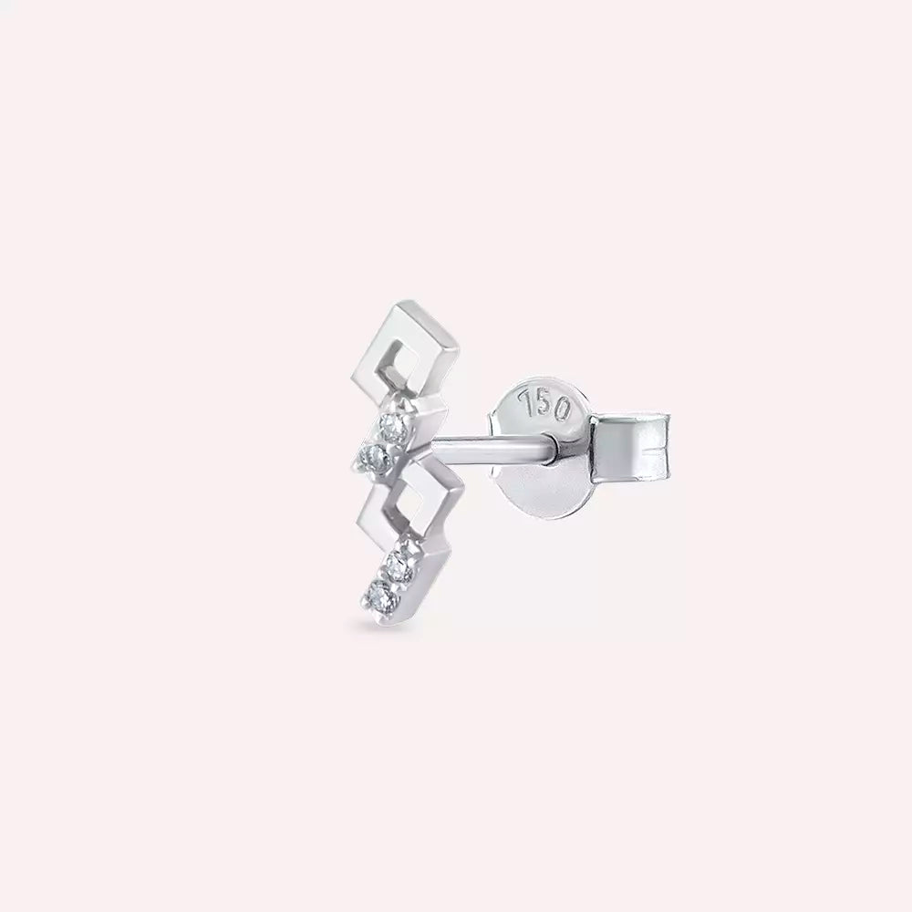 Riddle Diamond White Gold Single Earring