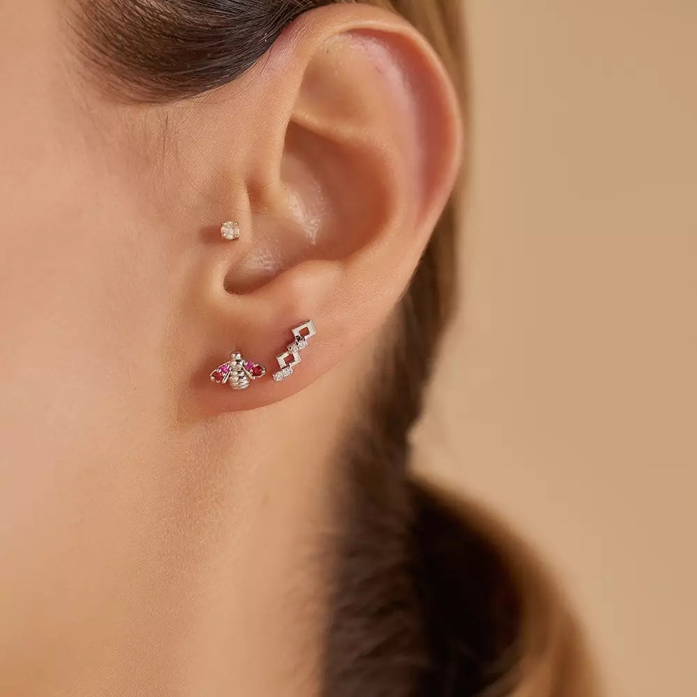 Riddle Diamond White Gold Single Earring