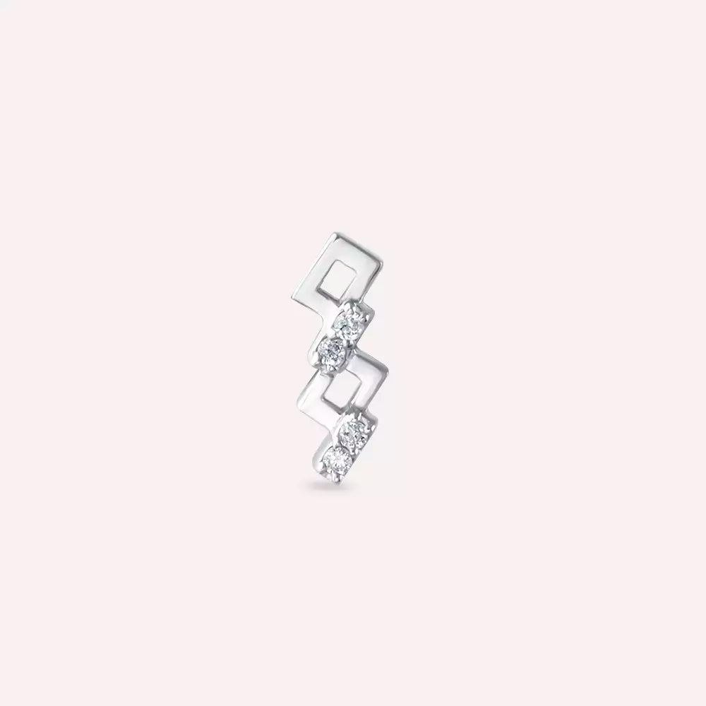 Riddle Diamond White Gold Single Earring
