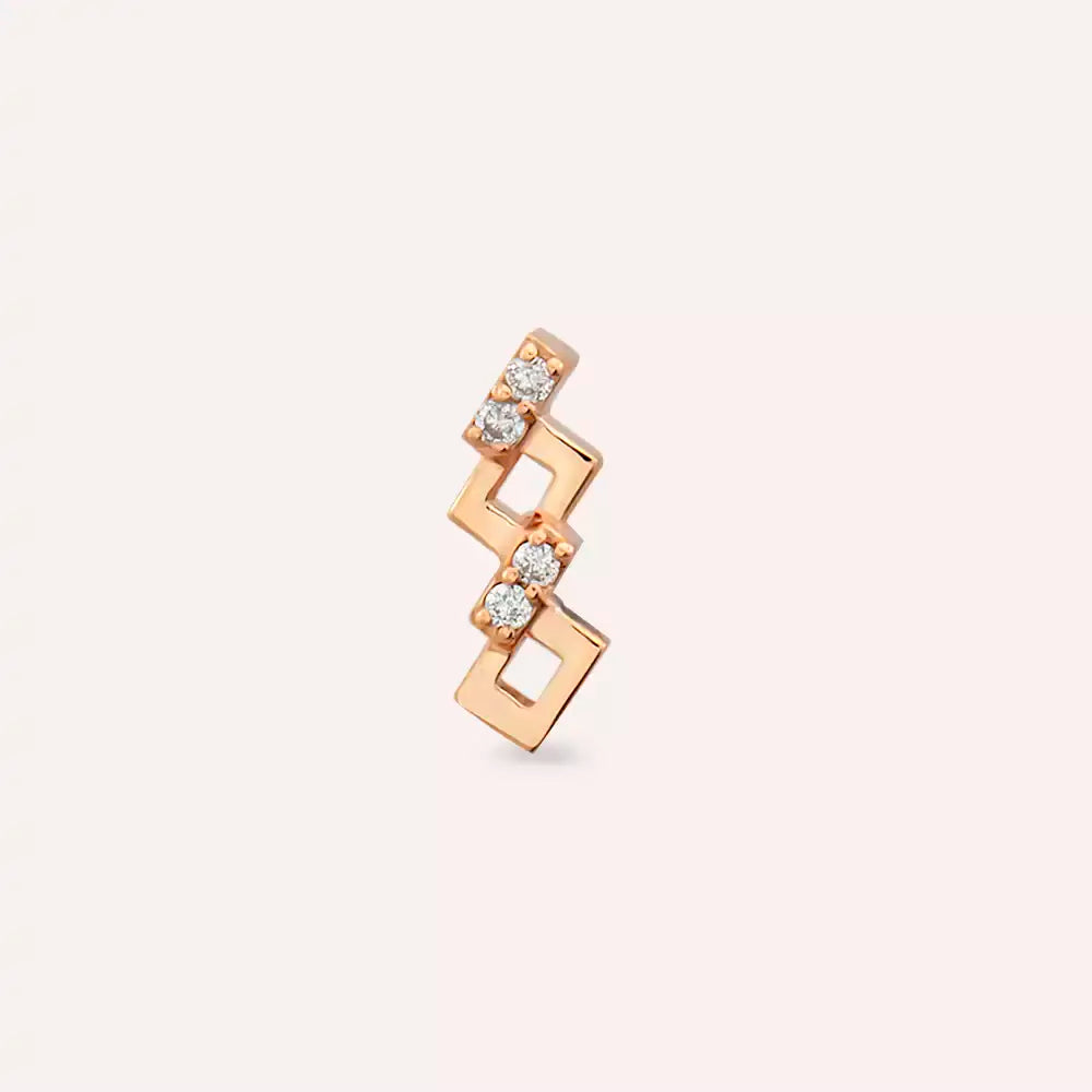 Riddle Pırlanta Taşlı Rose Altın Piercing