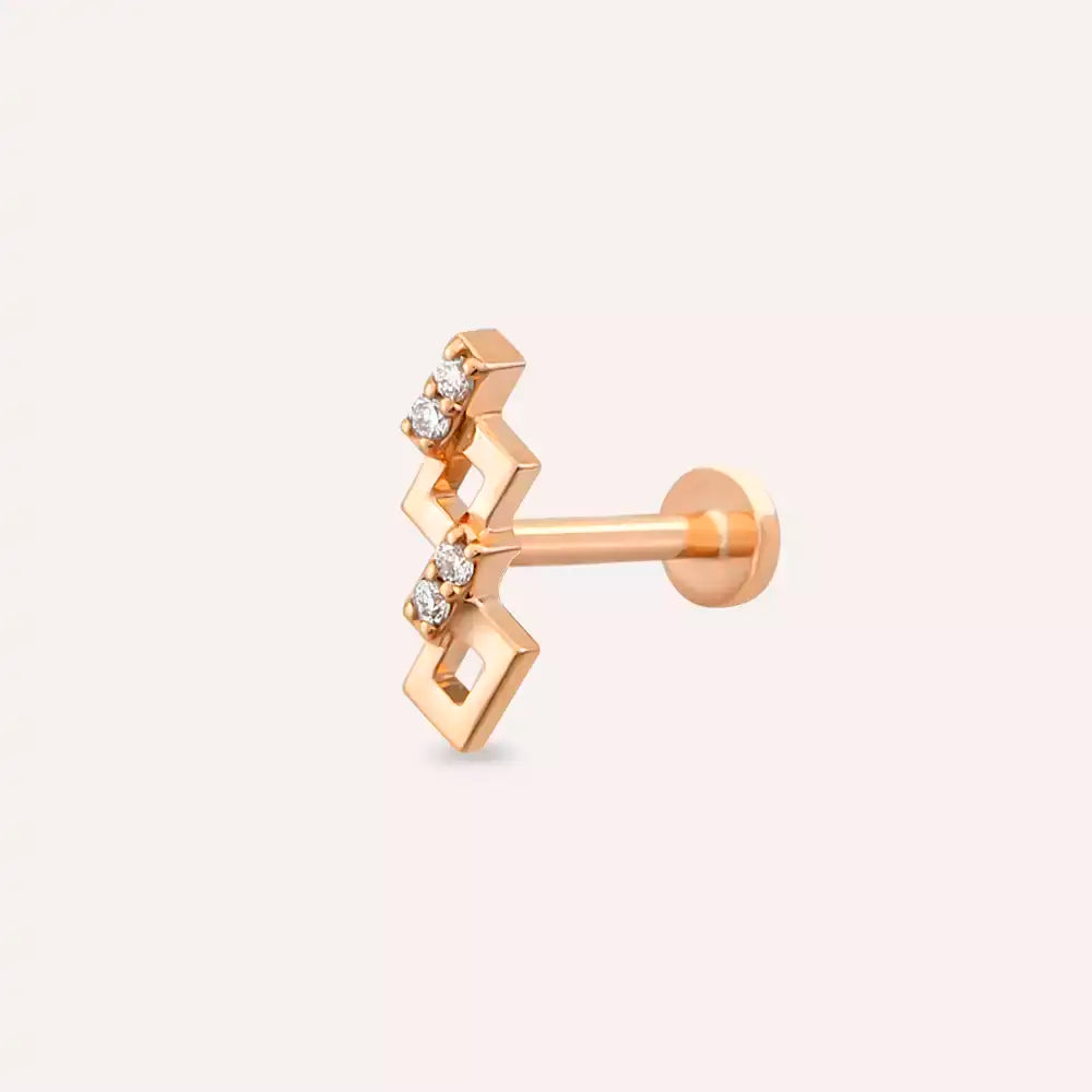 Riddle Pırlanta Taşlı Rose Altın Piercing