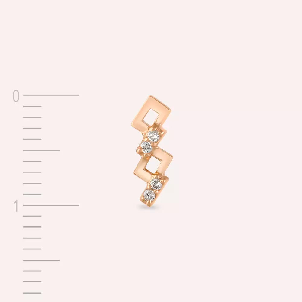 Riddle Diamond Rose Gold Single Earring
