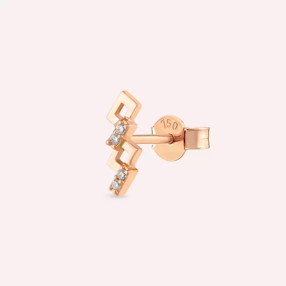 Riddle Diamond Rose Gold Single Earring