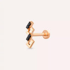 Riddle Siyah Pırlanta Taşlı Rose Altın Piercing