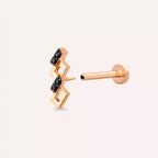 Riddle Siyah Pırlanta Taşlı Rose Altın Piercing