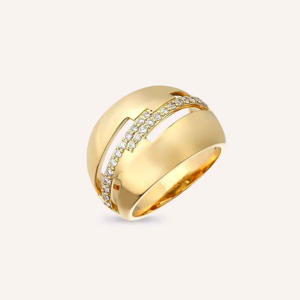 Rift 0.36 CT Pırlanta Taşlı Sarı Altın Yüzük