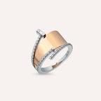 Rivet 0.37 CT Baguette Diamond Rose and White Gold Ring