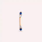 Rod Blue Safir ve Pırlanta Taşlı Rose Altın Piercing