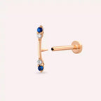 Rod Blue Safir ve Pırlanta Taşlı Rose Altın Piercing