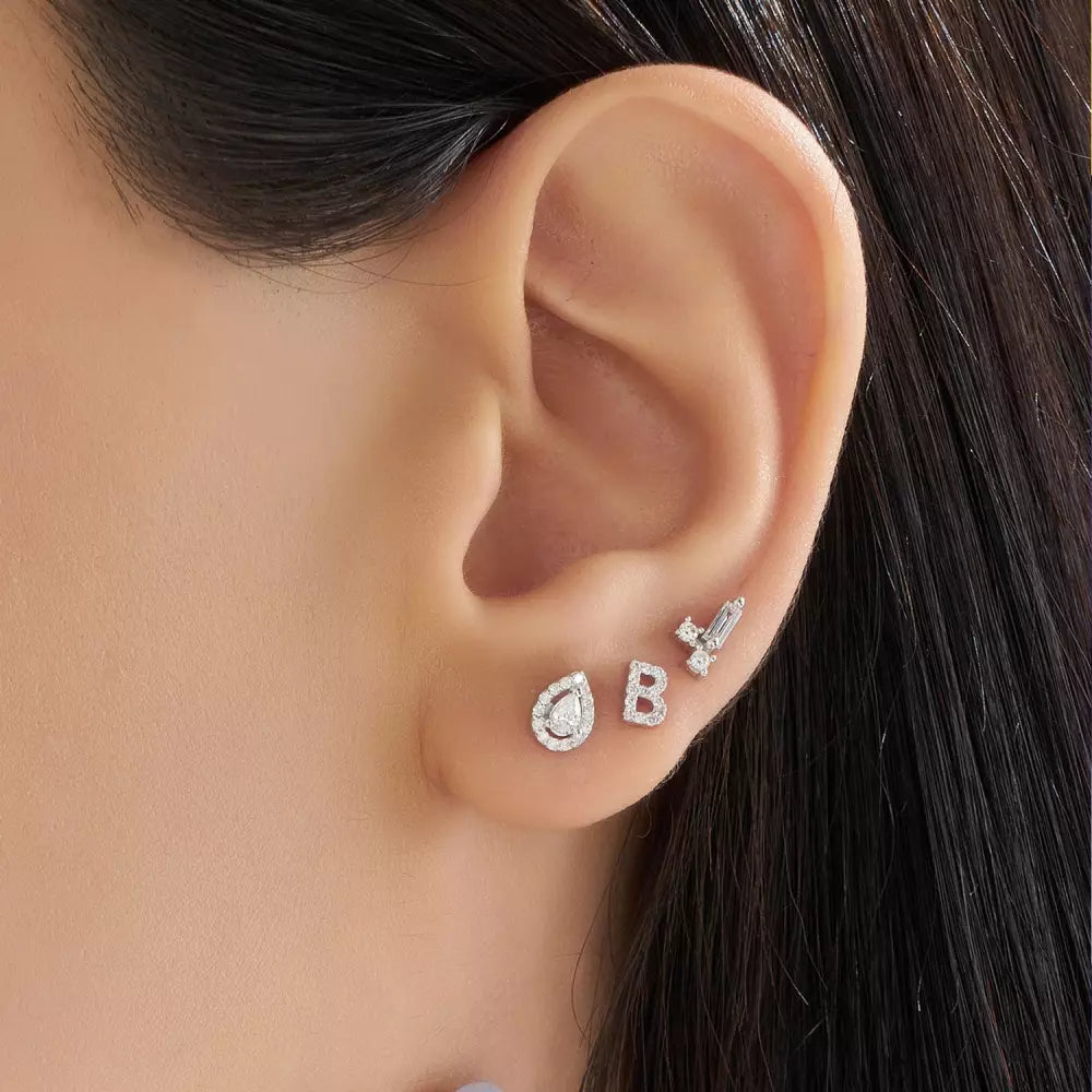 Rosa Diamond-Embellished White Gold Single Earring