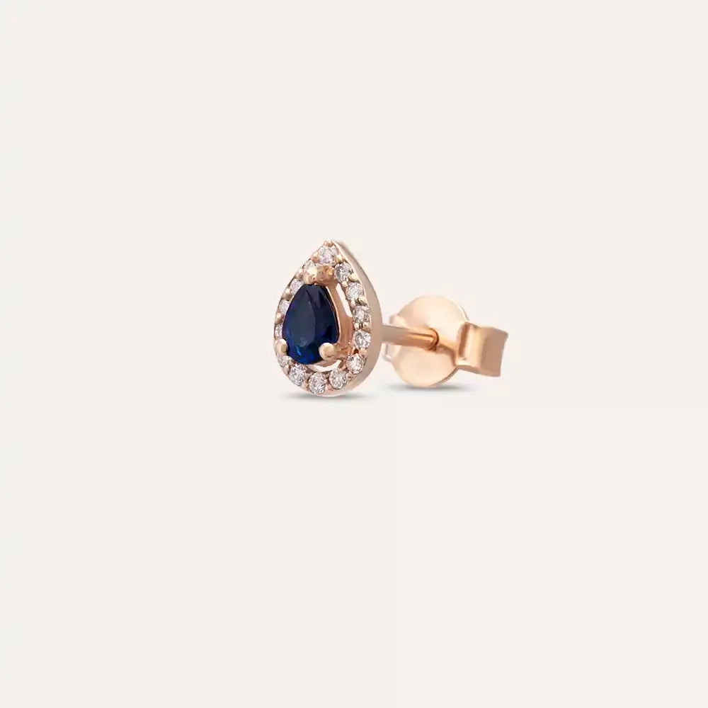 Rose Gold Single Earring with Rosa Sapphire and Diamond Stones