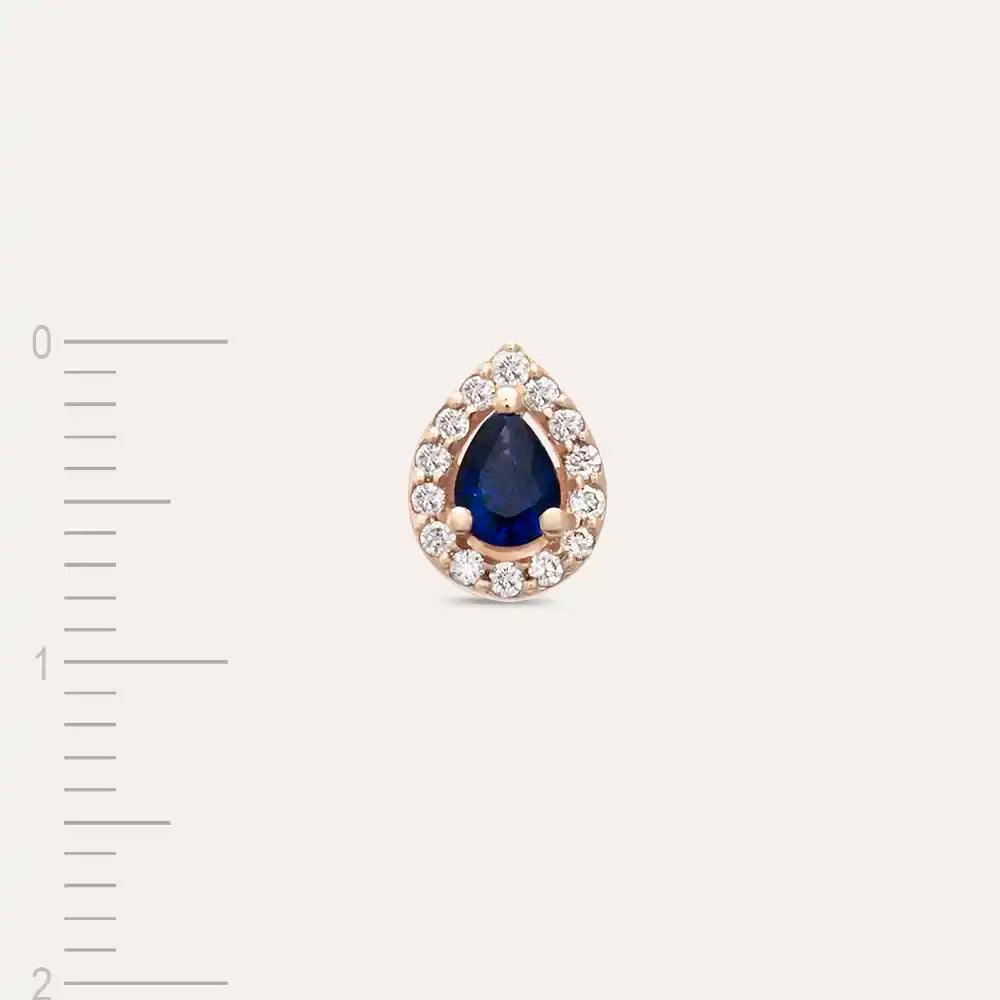 Rose Gold Single Earring with Rosa Sapphire and Diamond Stones