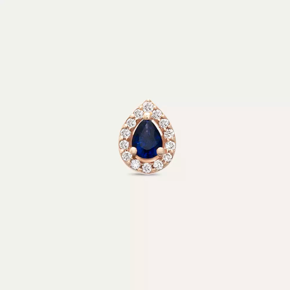 Rose Gold Single Earring with Rosa Sapphire and Diamond Stones