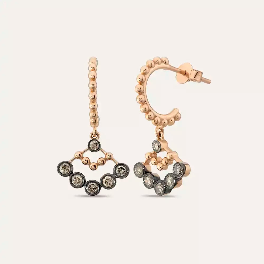 Rosary Brown Diamond Rose Gold Earrings