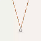 Rose and White Gold Solitaire Necklace