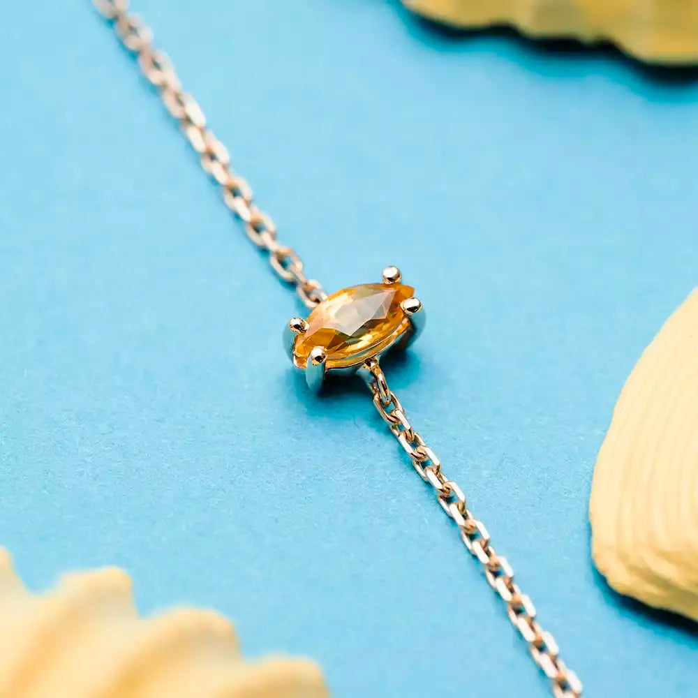 Rose Gold Bracelet with Rosy Yellow Sapphire Stone