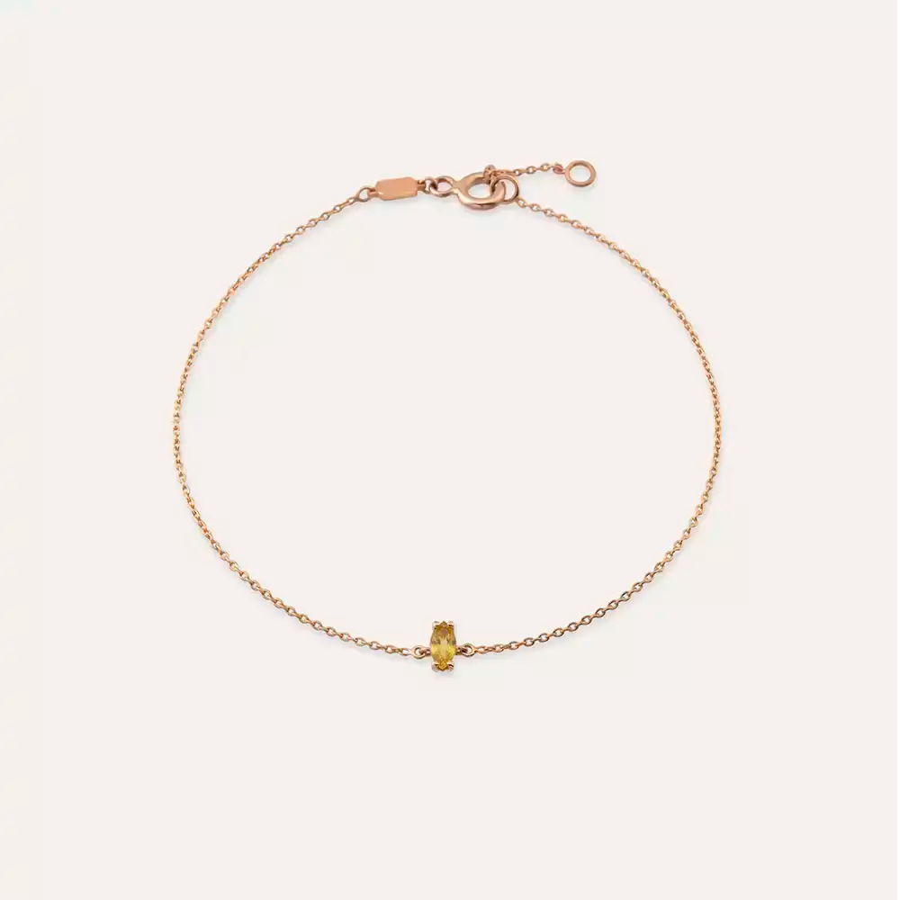 Rose Gold Bracelet with Rosy Yellow Sapphire Stone
