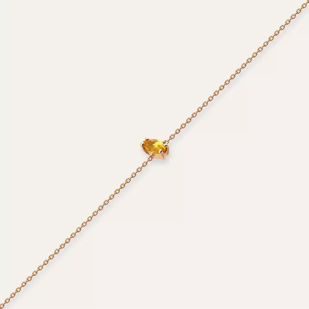 Rose Gold Bracelet with Rosy Yellow Sapphire Stone