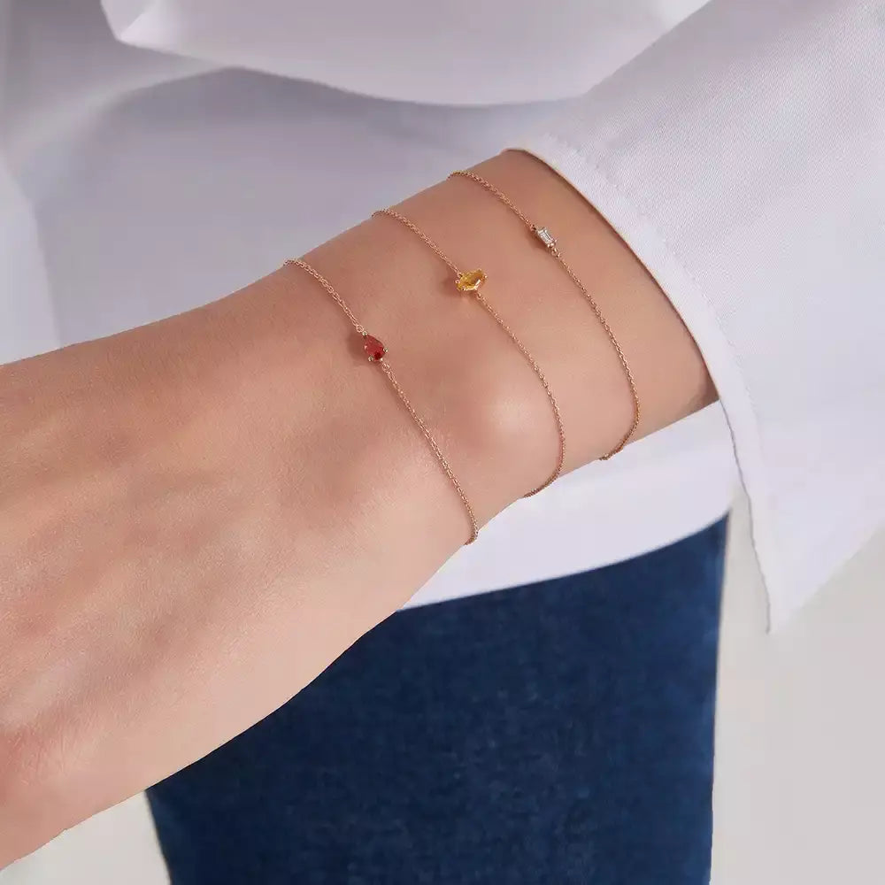 Rose Gold Bracelet with Rosy Yellow Sapphire Stone