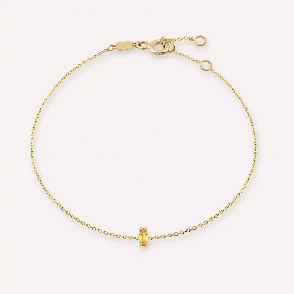 Yellow Gold Bracelet with Rosy Yellow Sapphire