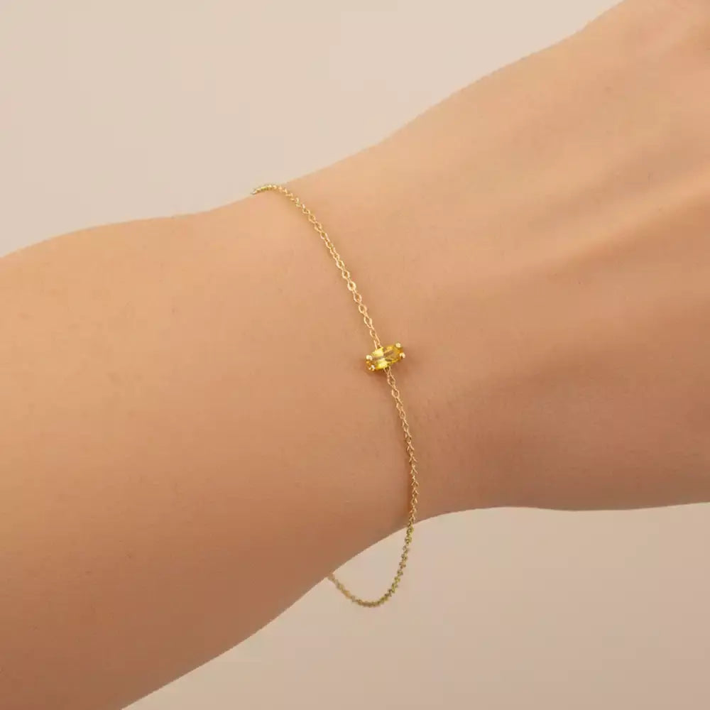 Yellow Gold Bracelet with Rosy Yellow Sapphire