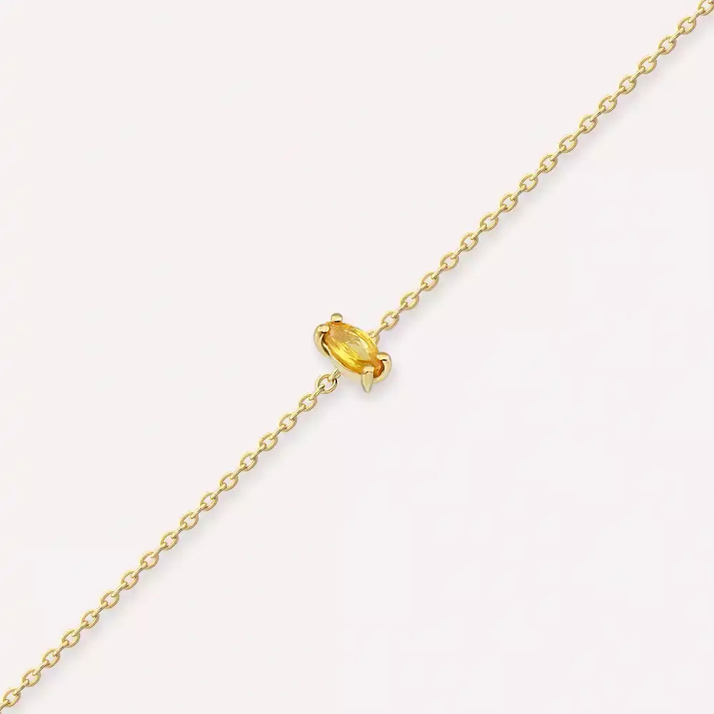 Yellow Gold Bracelet with Rosy Yellow Sapphire
