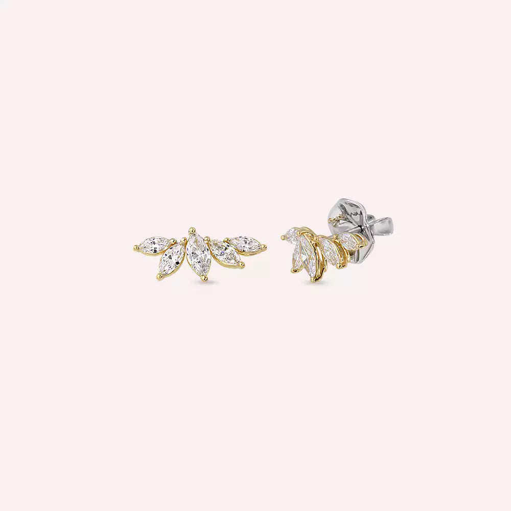 Rumi Diamond Studded Yellow Gold Earring
