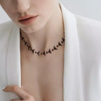 Armor Diamond and Black Enamel Necklace