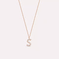 S Letter Diamond Rose Gold Necklace