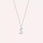 S Harf 0.06 CT Pırlanta Taşlı Beyaz Altın Kolye