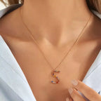 S Harf Multicolor Safir ve Brown Pırlanta Taşlı Rose Altın Kolye