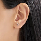Ş Harf Pırlanta Taşlı Beyaz Altın Piercing
