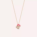 'S' Initial Diamond and Pink Enamel Rose Gold Necklace