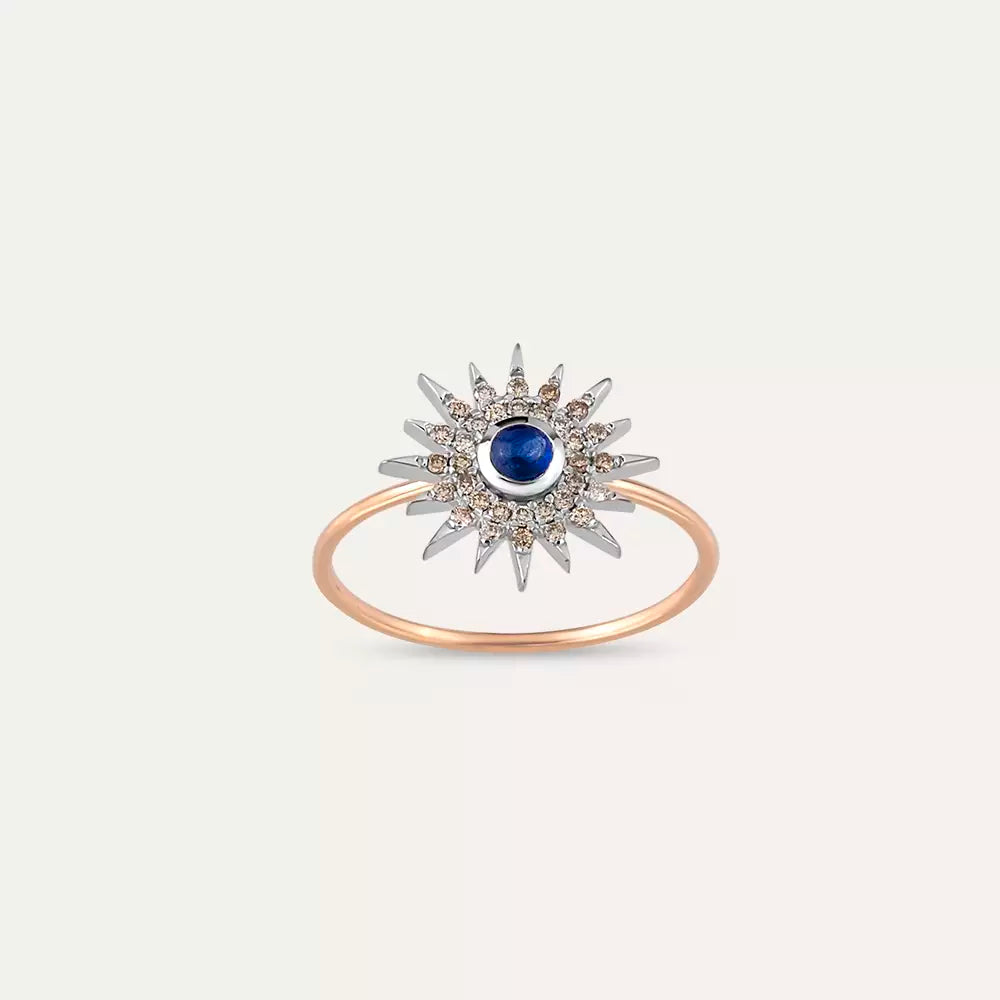 Lumos Sapphire and Brown Diamond Rose Gold Ring