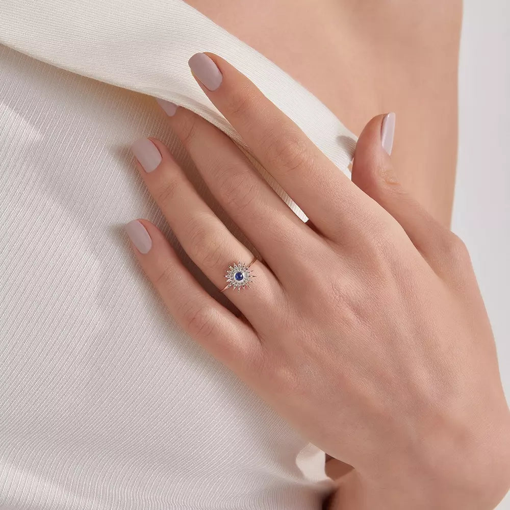 Lumos Sapphire and Brown Diamond Rose Gold Ring