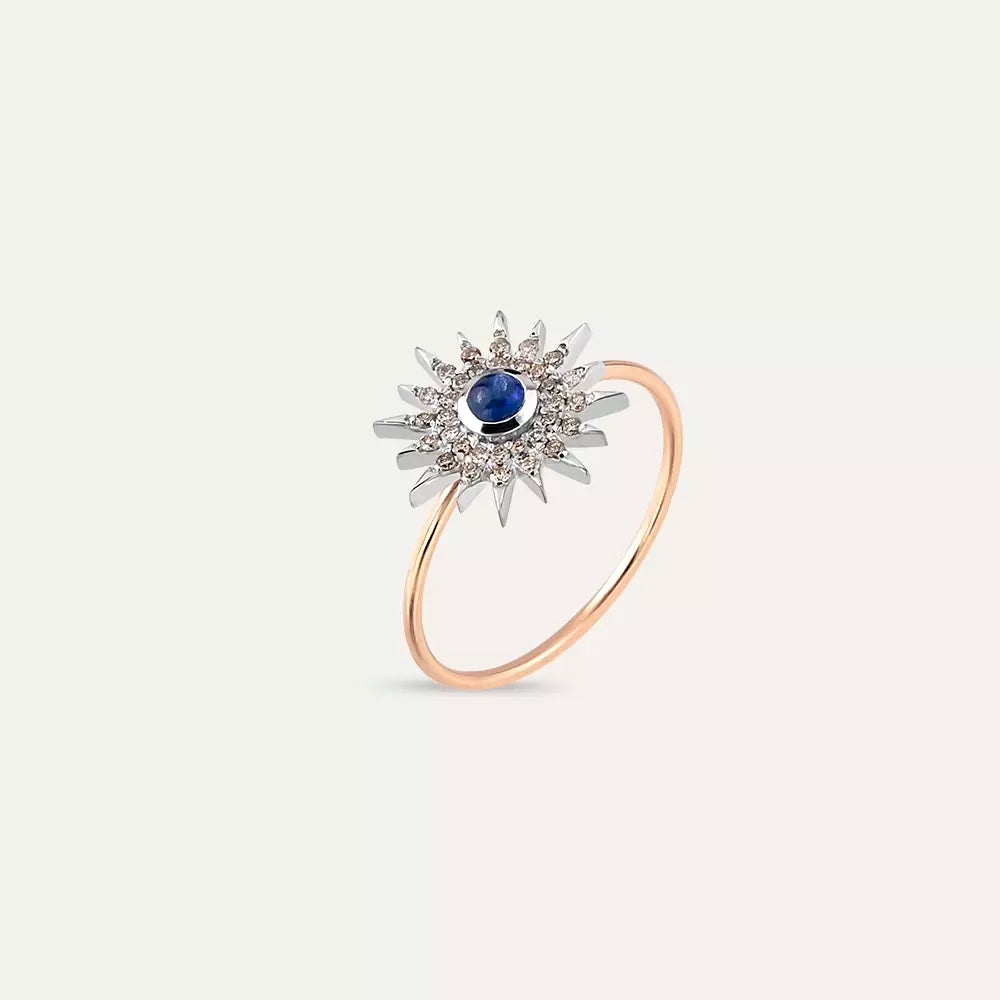 Lumos Sapphire and Brown Diamond Rose Gold Ring